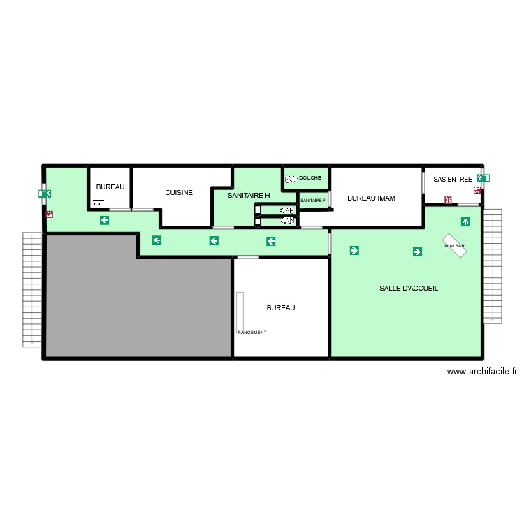 Plan d'intevrvention association culturelle marocaine. Plan de 13 pièces et 155 m2