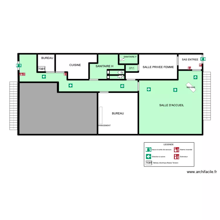 Plan d\'intevrvention association culturelle marocaine. Plan de 13  et 156 m²