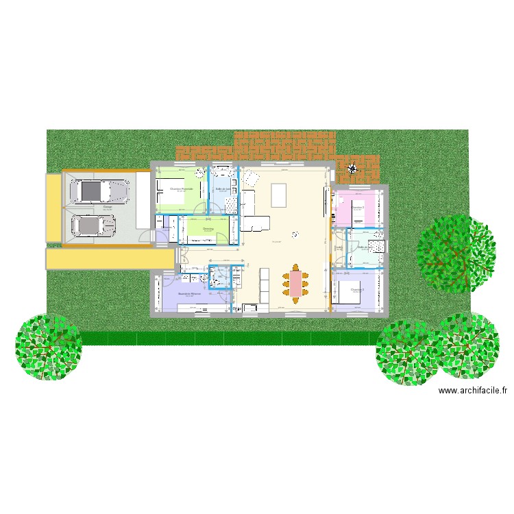 ManoirGossetC&FPlanMasse. Plan de 14 pièces et 193 m2