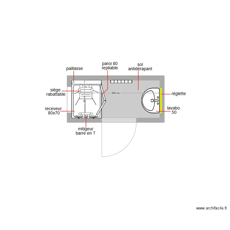 adoudj. Plan de 1 pièce et 2 m2
