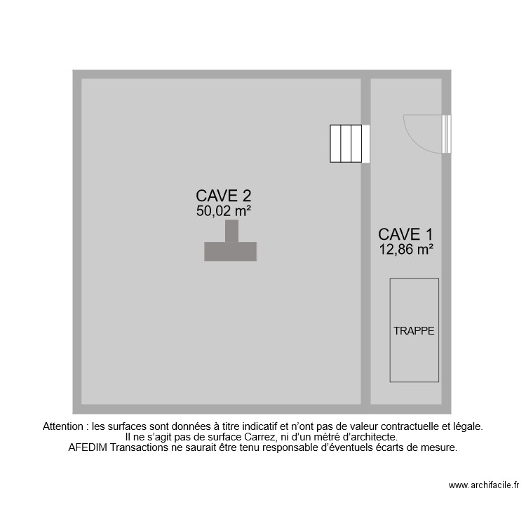 BI 8886 CAVE. Plan de 2 pièces et 63 m2