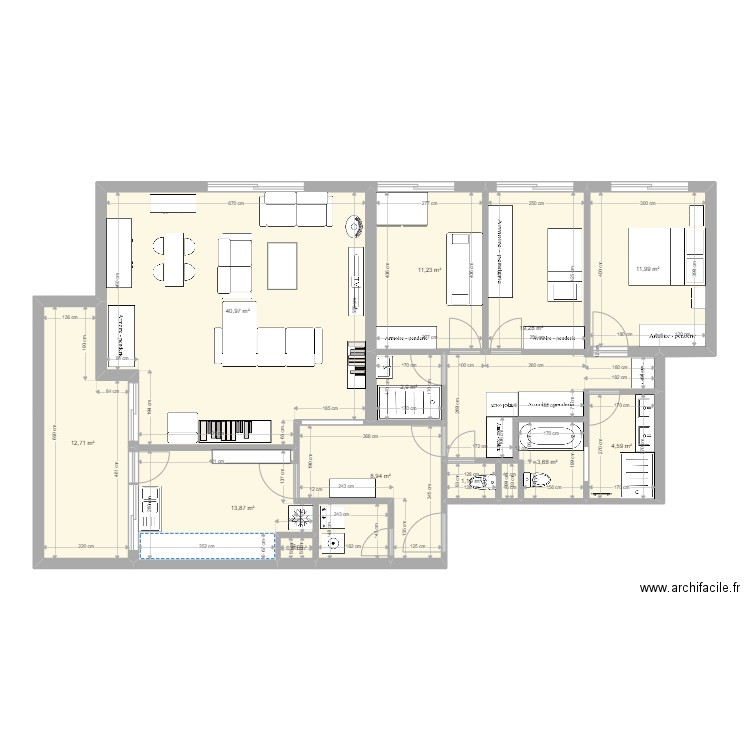 Appartement_Bailly3. Plan de 12 pièces et 132 m2