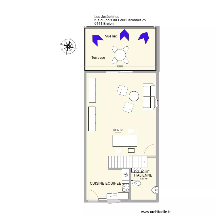 Appartement B25 rez Erpion Web. Plan de 