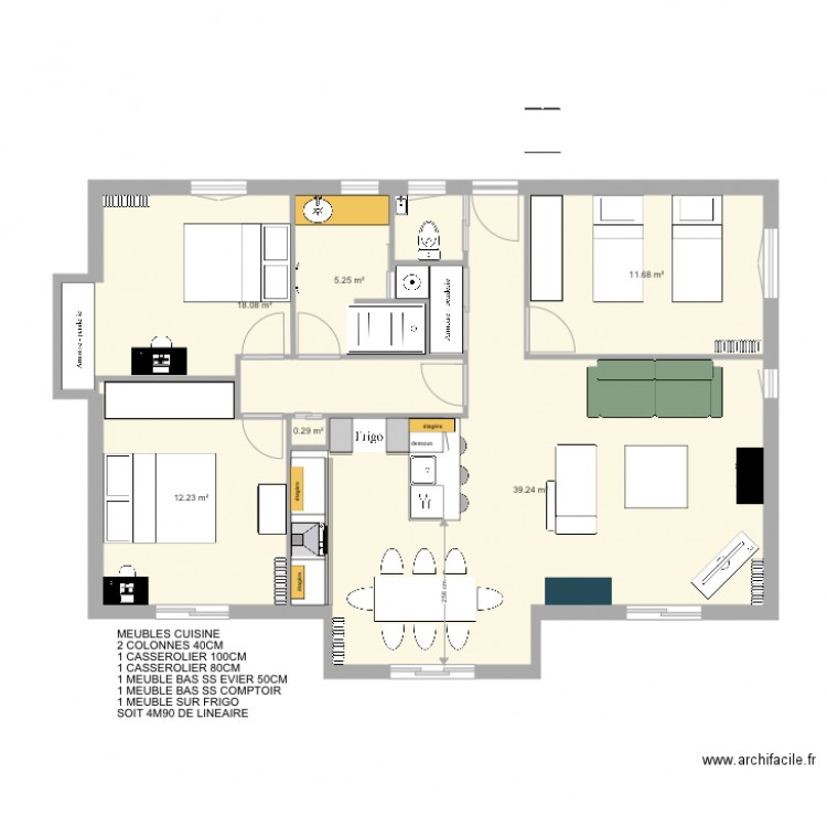 TALENCE CARLITO ET CHRIS 5 CUIS SANS MEUBLE D ANGLE. Plan de 0 pièce et 0 m2