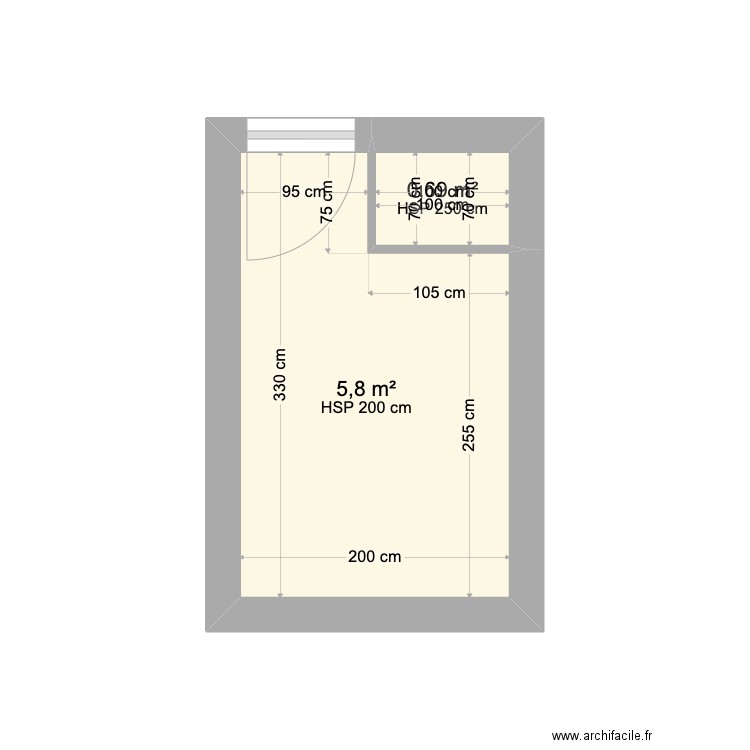 Maison Guy Lechien SDB. Plan de 2 pièces et 6 m2