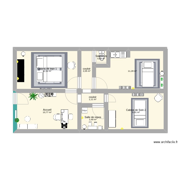 Plan de l'institut. Plan de 8 pièces et 50 m2