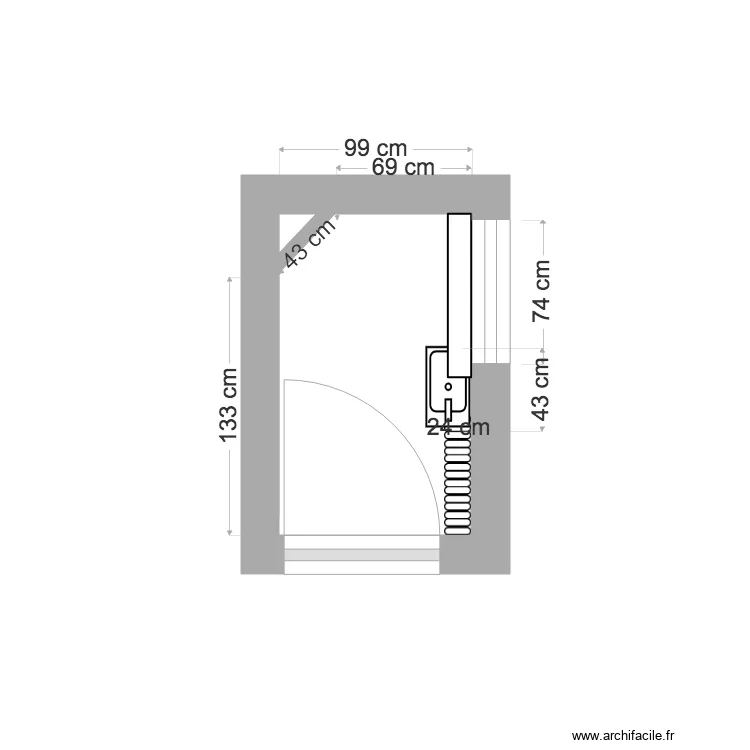 Plan WC actuel. Plan de 