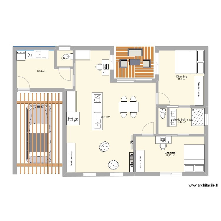 maison1. Plan de 5 pièces et 79 m2