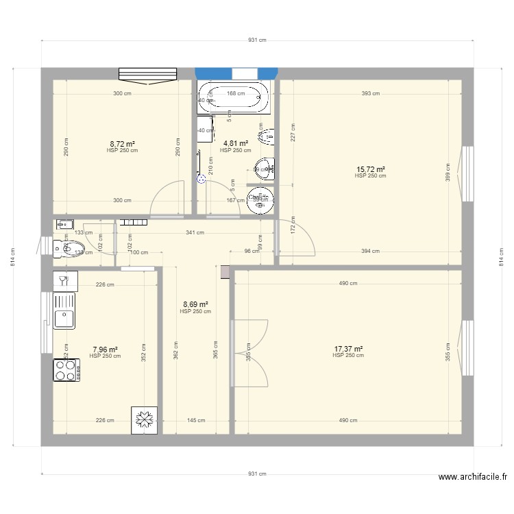 Ferber 3. Plan de 7 pièces et 65 m2