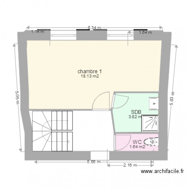 chambres niveau dalle GUERY V2. Plan de 0 pièce et 0 m2