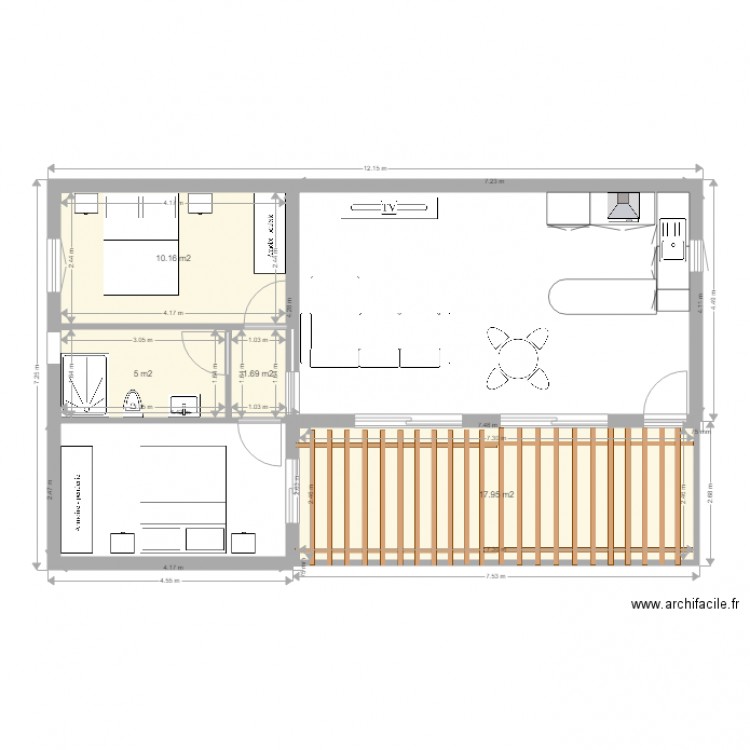 GIGNAC. Plan de 4 pièces et 35 m2