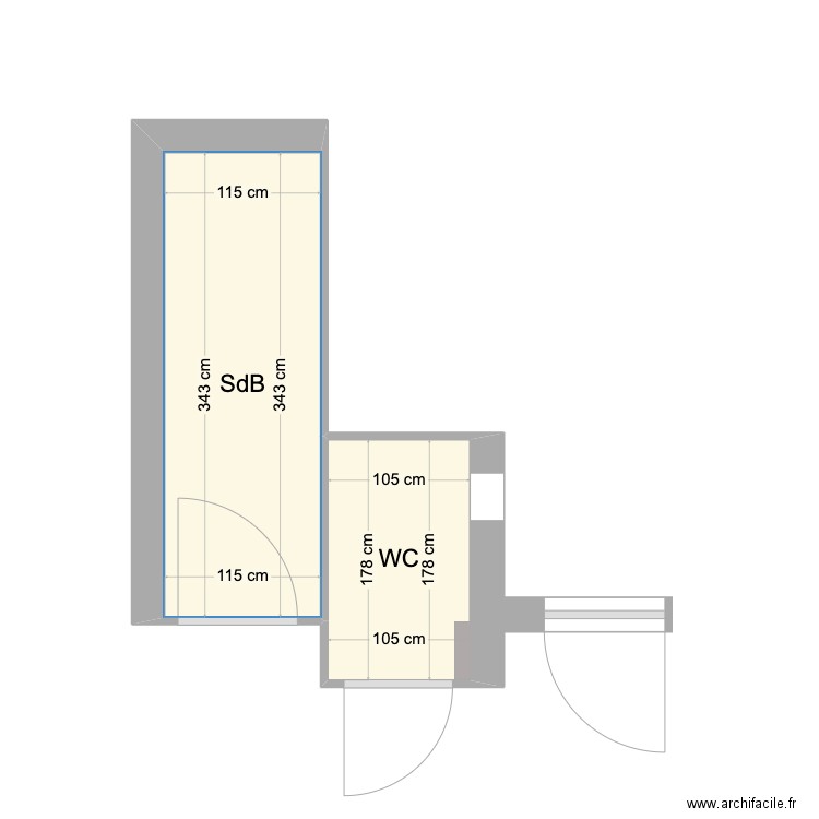 45 Maréchal DE SAXE. Plan de 2 pièces et 6 m2