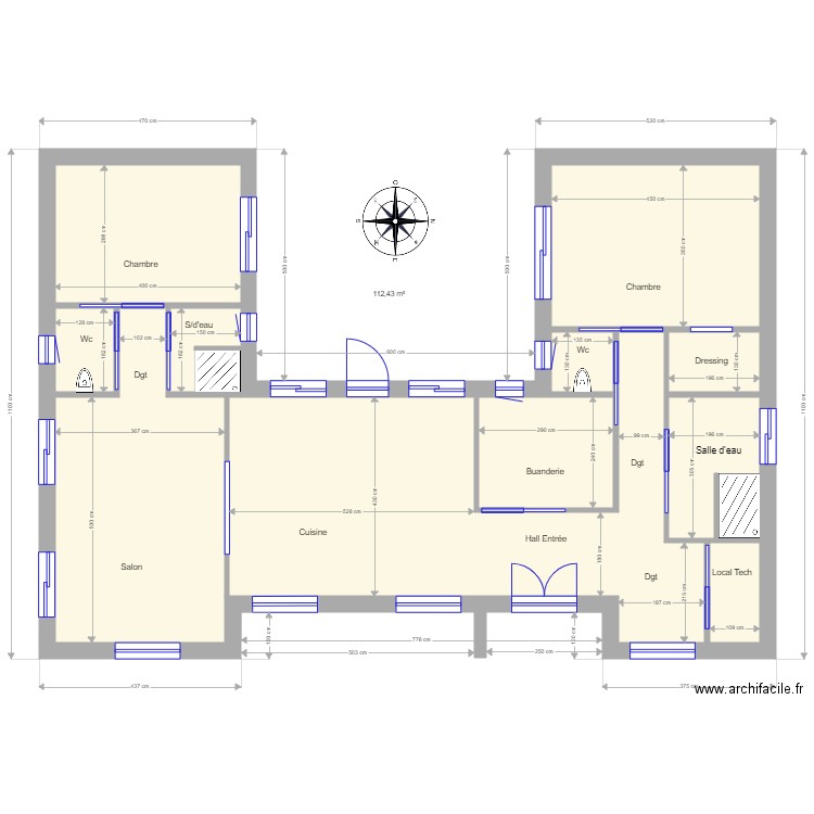  Plan maison H Penestin 112M2. Plan de 0 pièce et 0 m2