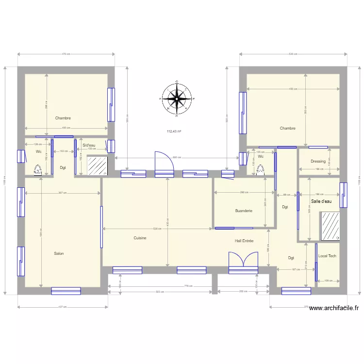  Plan maison H Penestin 112M2. Plan de 