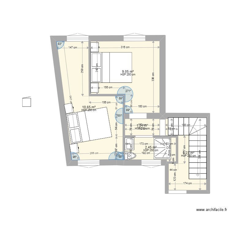 Étage. Plan de 5 pièces et 29 m2