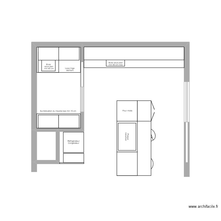 220410 - Cuisine SAGE. Plan de 2 pièces et 4 m2