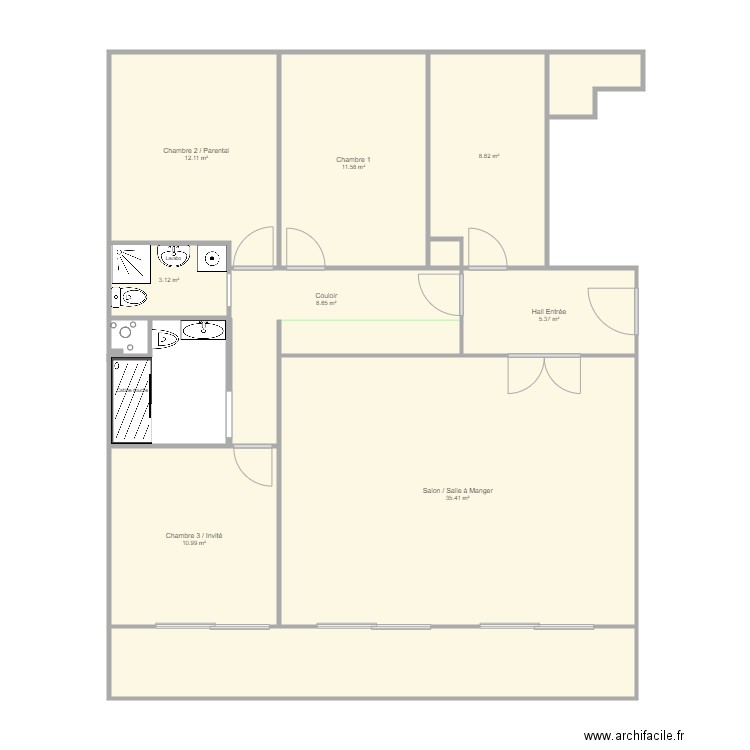 roulin derniere SDB. Plan de 0 pièce et 0 m2