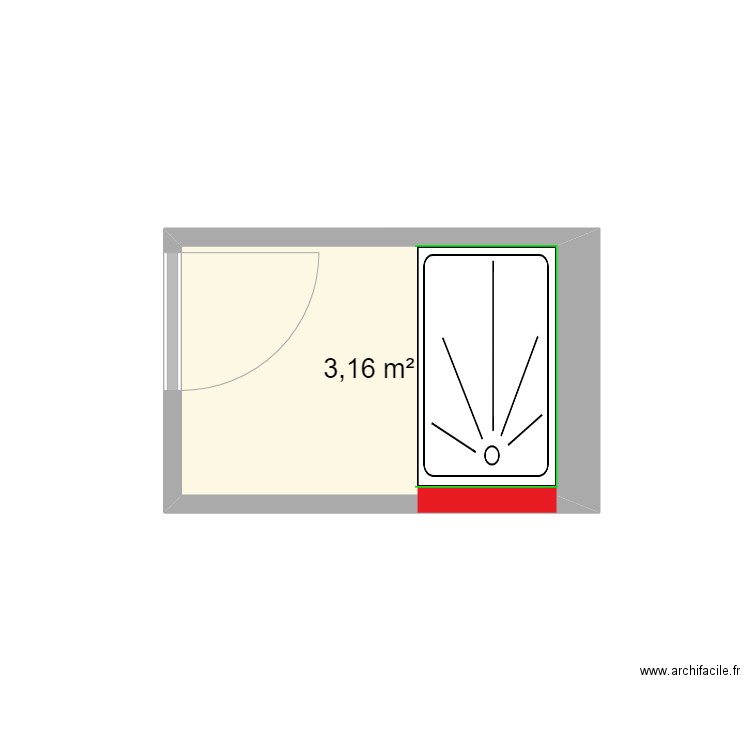 SDB MARQUET. Plan de 1 pièce et 3 m2