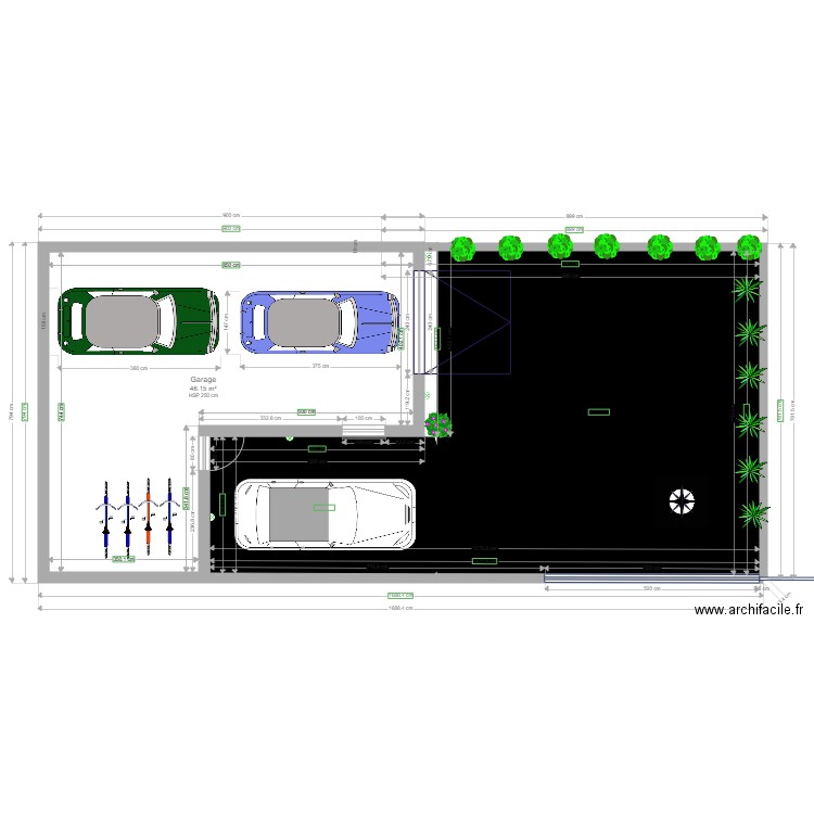 Garage Carport. Plan de 1 pièce et 46 m2