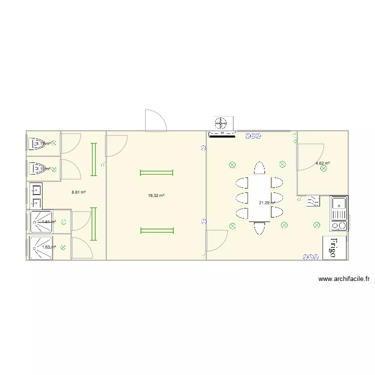 sanitaire vestiaire cuisine. Plan de 