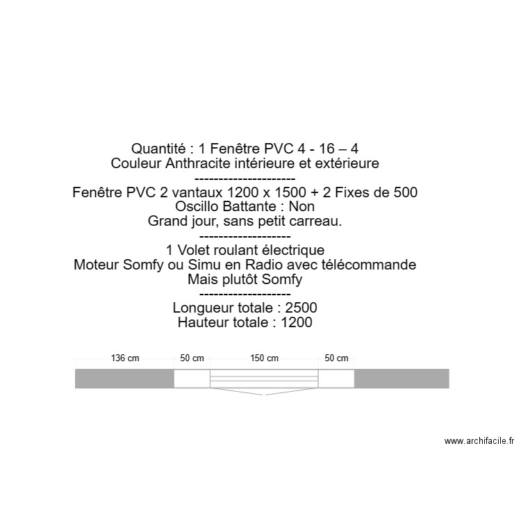 Fenêtre 1200 x 1500 + 2 x 500 NOB. Plan de 0 pièce et 0 m2