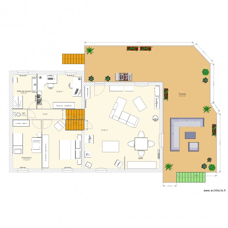 Amenagement cuisine SAM Salon. Plan de 0 pièce et 0 m2