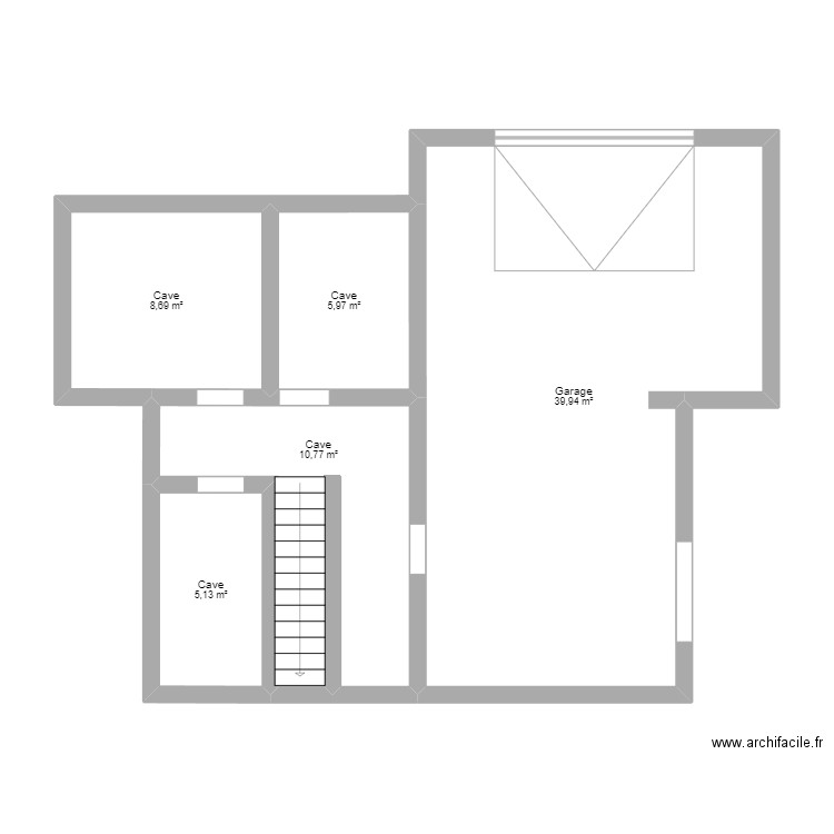 Sous-sol Arsimont. Plan de 5 pièces et 71 m2