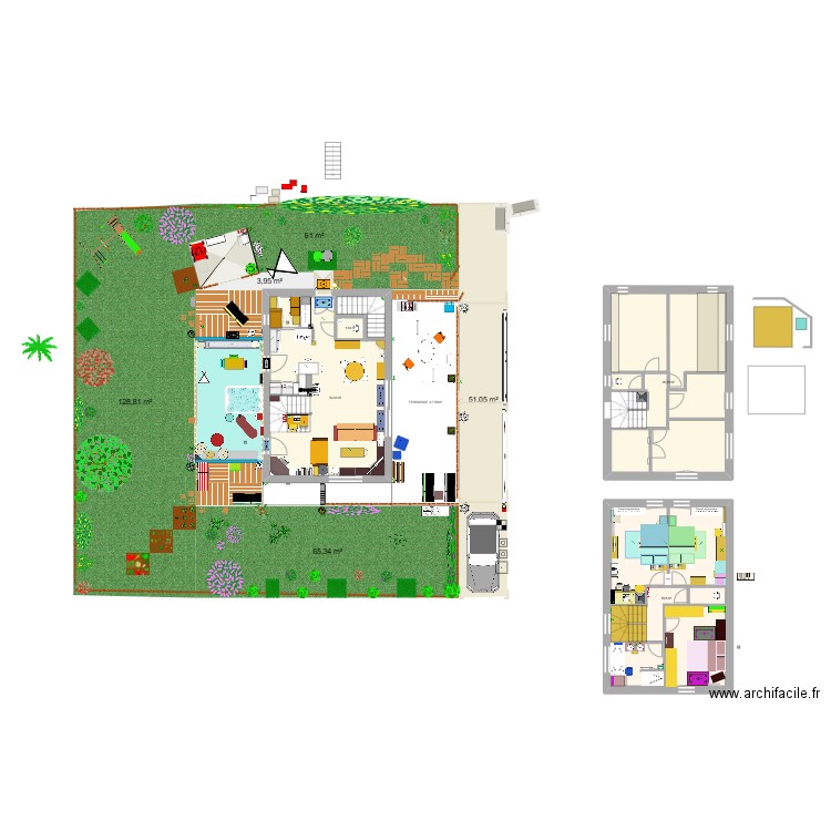 RDC lot 5. Plan de 4 pièces et 169 m2