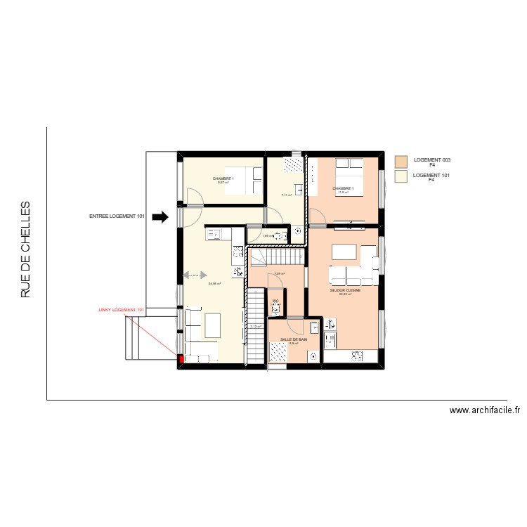 1 ER ETAGE ENEDIS. Plan de 10 pièces et 94 m2