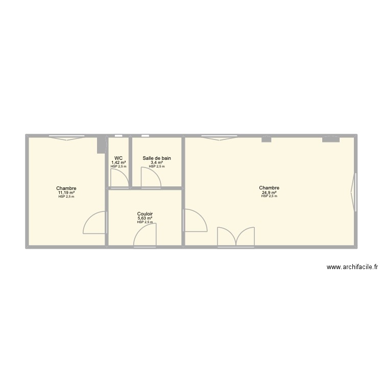 Future future cousine. Plan de 5 pièces et 47 m2