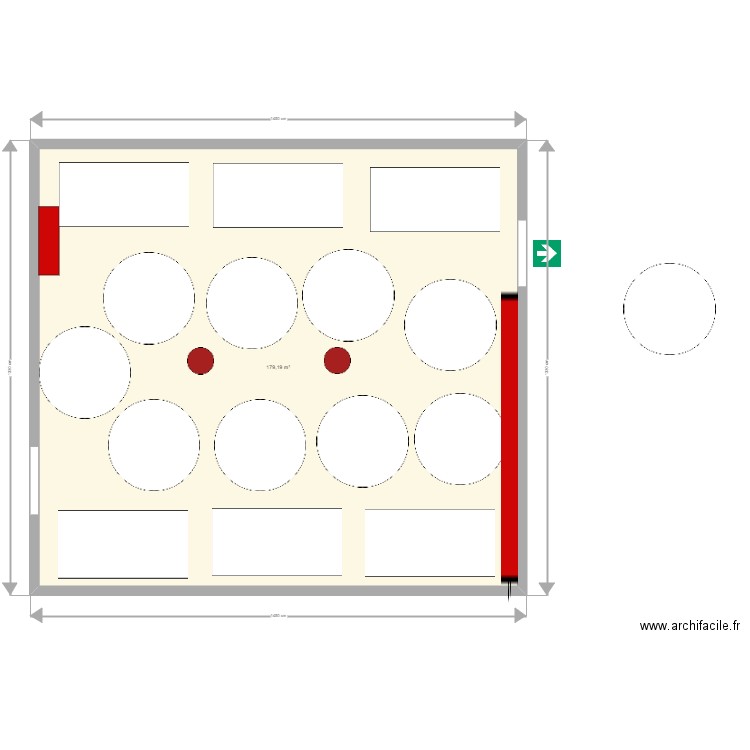 Plan des tables. Plan de 1 pièce et 179 m2