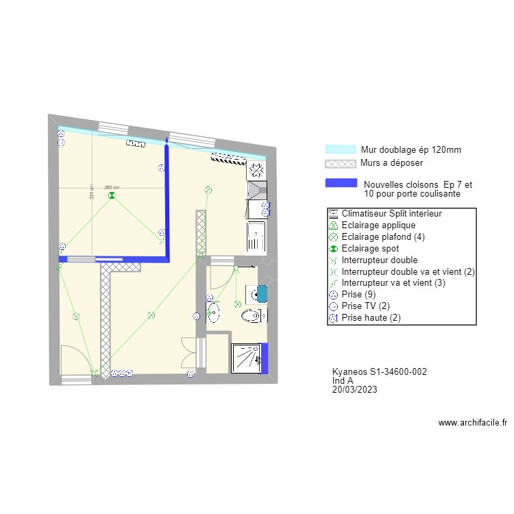 St Louis A31. Plan de 2 pièces et 31 m2