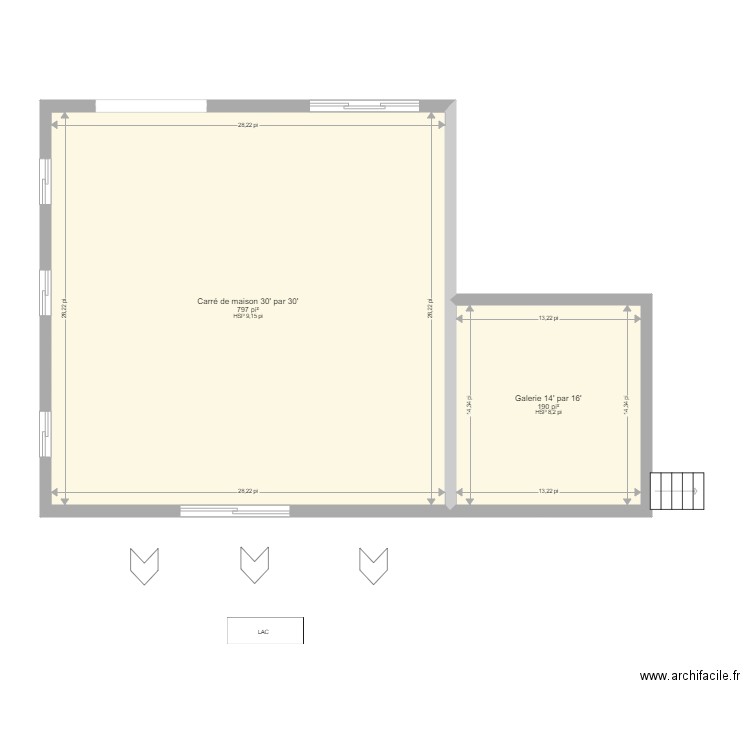 Maison NDDL Avril 2024. Plan de 2 pièces et 92 m2