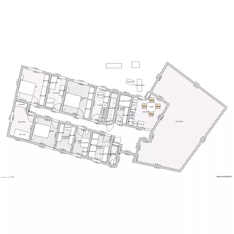 Plain pied 3 chambres, salle de jeux, buanderie, cellier et bureau sur sous-sol complet - Esc Sud et WC gauche entr&eacute;e - TG s&eacute;jour. Plan de 
