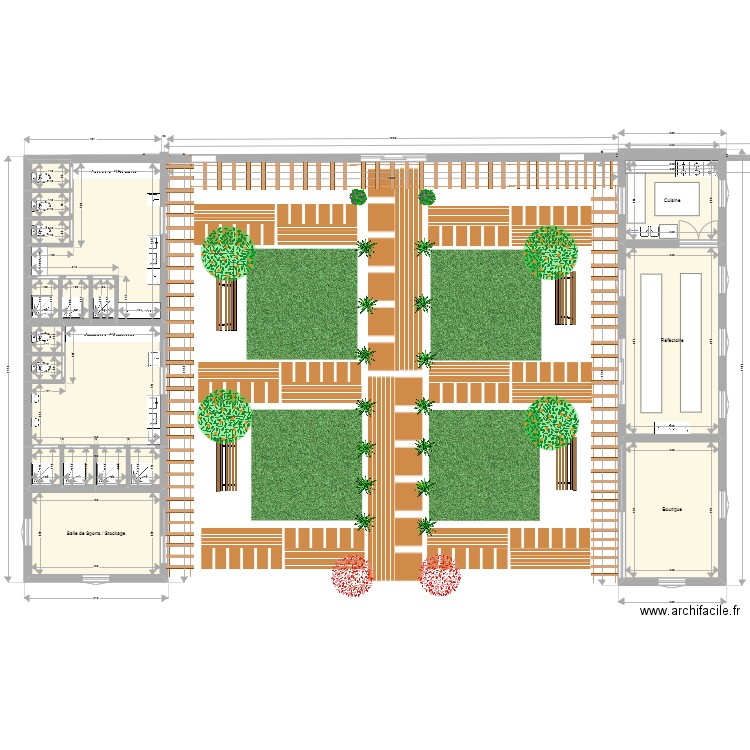 FKM. Plan de 15 pièces et 114 m2