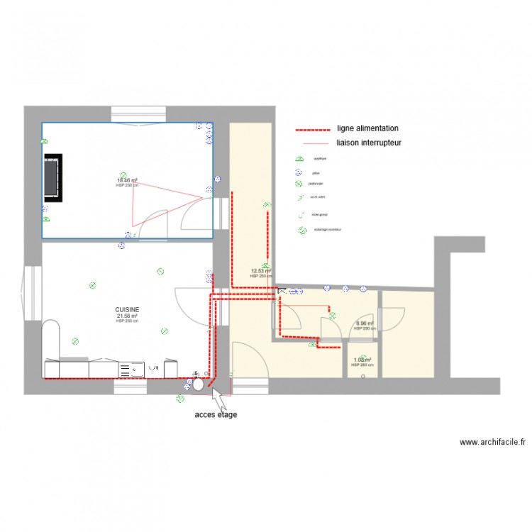 plan elec amenagement cuisine. Plan de 0 pièce et 0 m2