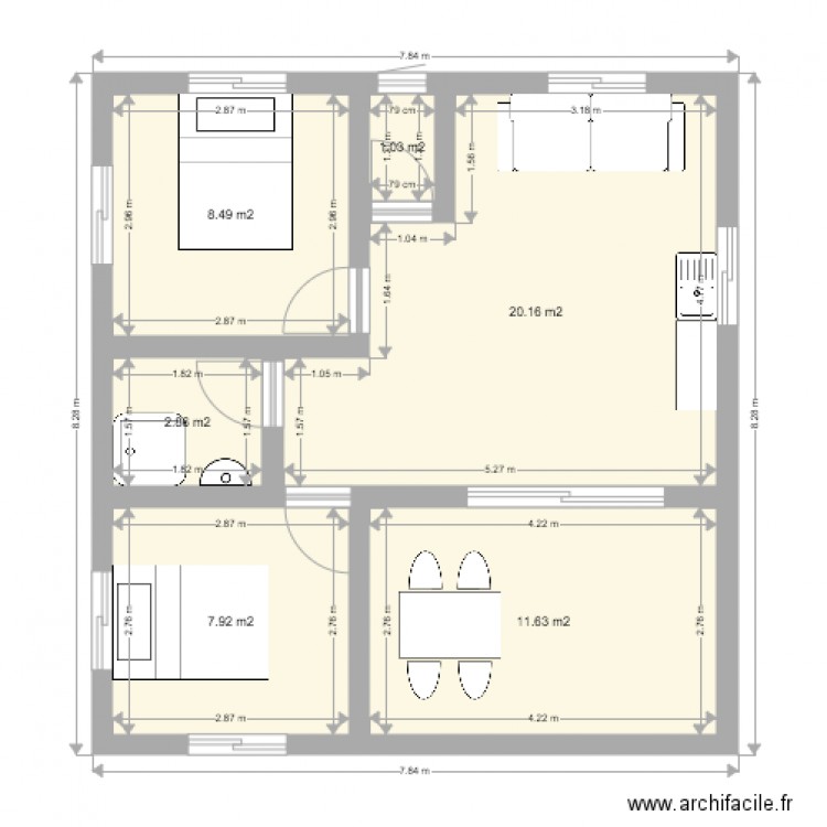 BungalowT2. Plan de 0 pièce et 0 m2