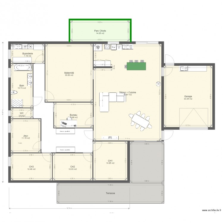 Projet Maison 05/03/2022. Plan de 14 pièces et 273 m2
