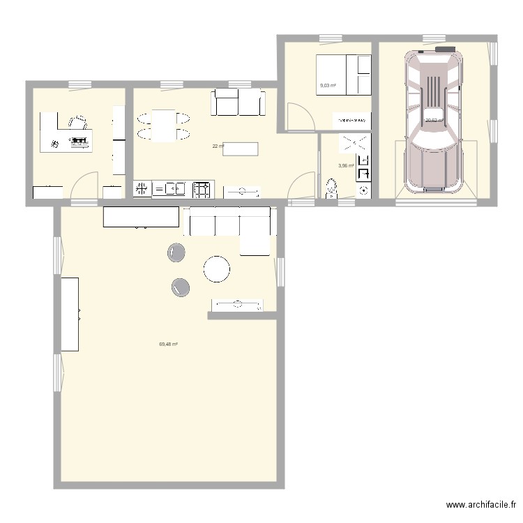 Aménagement Garage PN. Plan de 6 pièces et 137 m2