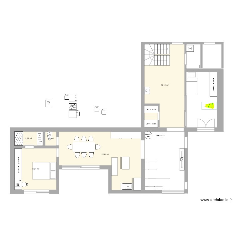 extension choupette 6. Plan de 5 pièces et 59 m2