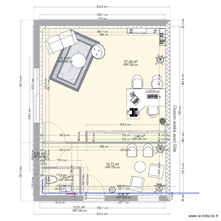 PLAN CABINET MAISON. Plan de 8 pièces et 42 m2