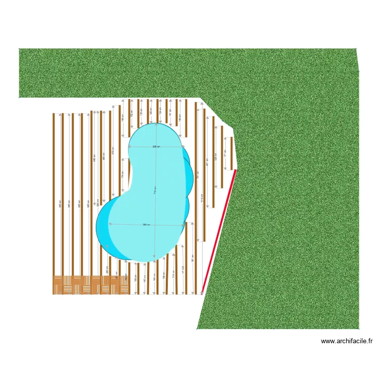 Terrasse piscine. Plan de 
