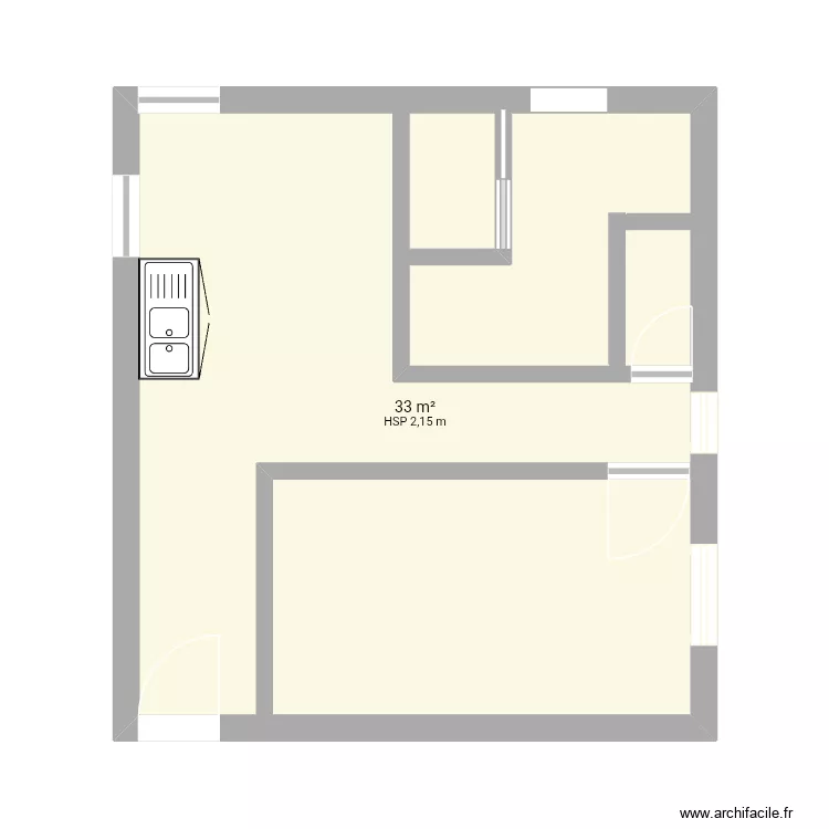 Arrière cuisine. Plan de 1 et 33 m² Arrière cuisine. Plan de 1 et 33 m²