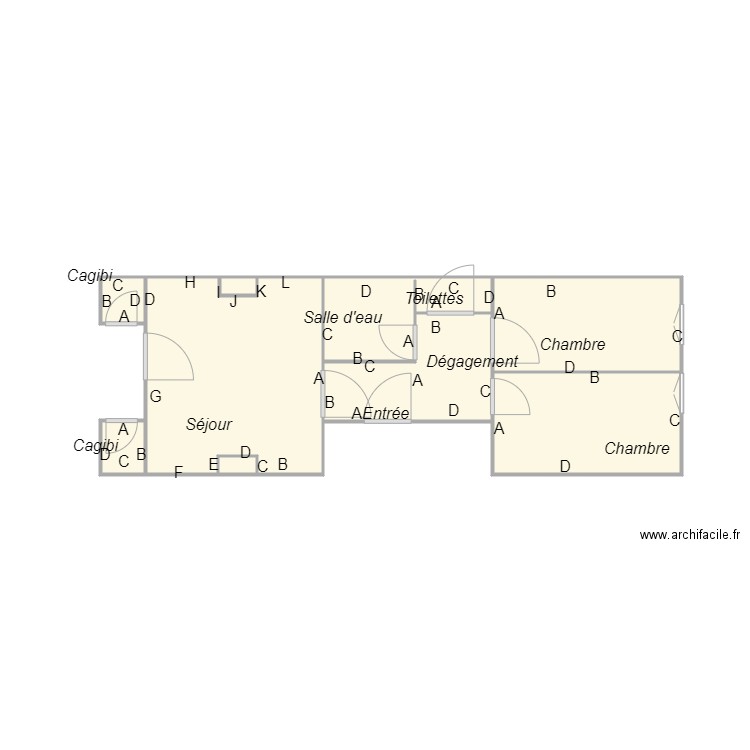 Croquis RICHARD. Plan de 9 pièces et 22 m2