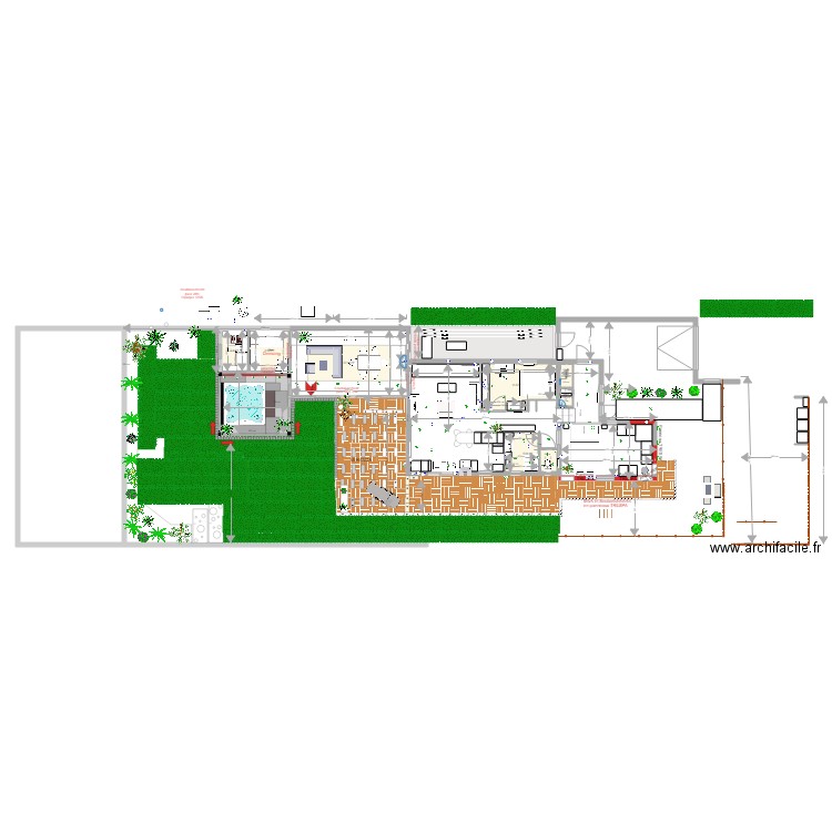 Plan VERANDA avec jacuzzi à 5 mètres sans entrée et pièce jacuzzi et abri jardin. Plan de 0 pièce et 0 m2