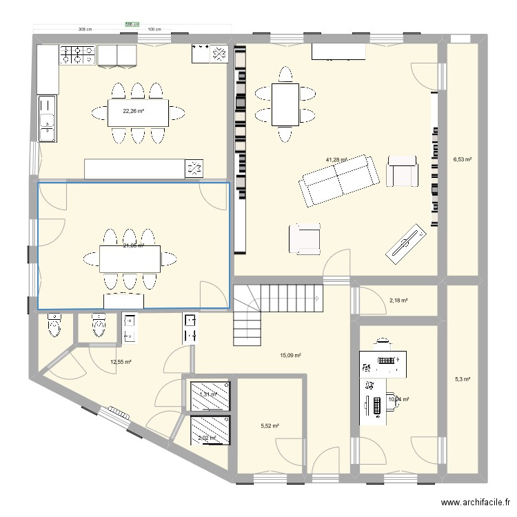 chamcham _1ER_actuel. Plan de 12 pièces et 145 m2