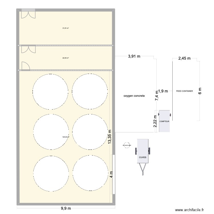SLG1. Plan de 3 pièces et 180 m2