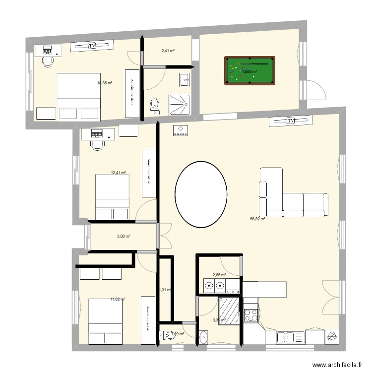 Plan avec chambre meublées. Plan de 0 pièce et 0 m2