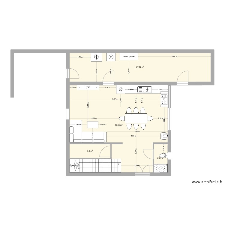Plan Besseges. Plan de 4 pièces et 82 m2