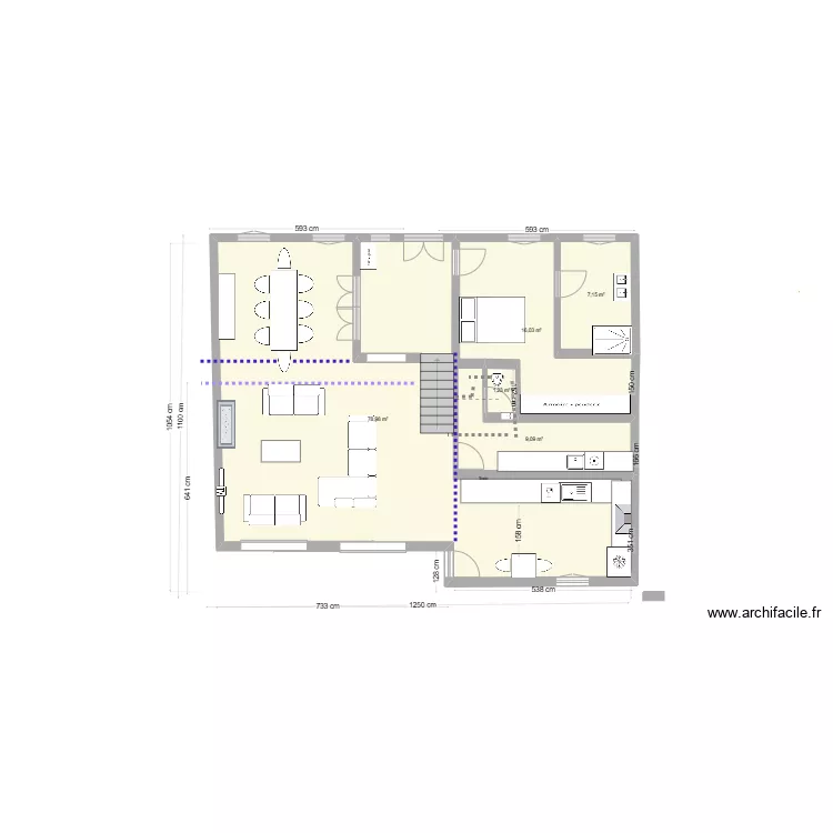 rdc jf2+ANNIE 177 m2 en L2 porte d'entr&eacute;e decal&eacute;e. Plan de 